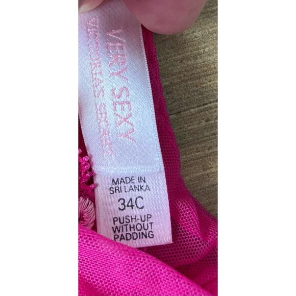 Vintage y2k NWOT Victoria's Secret Bra 34C Pink Lace - Picture 8 of 11